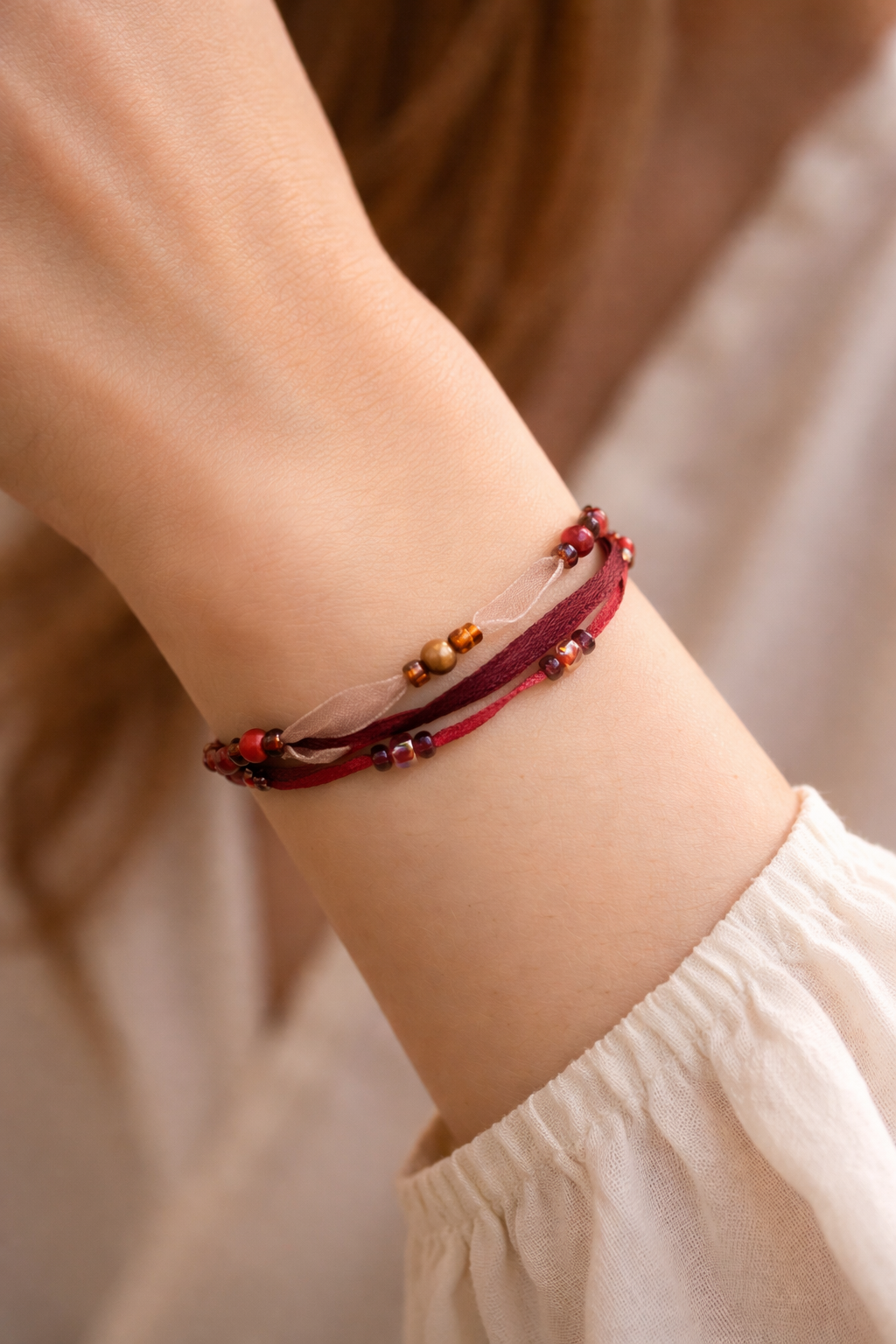 Bracelet Elyra, pourpre et organza